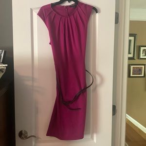 Plum color sleeveless dress with belt